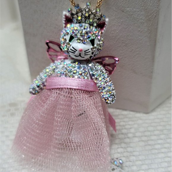 Betsey Johnson Christmas Ballerina Necklace Rhinestone - Picture 2 of 10